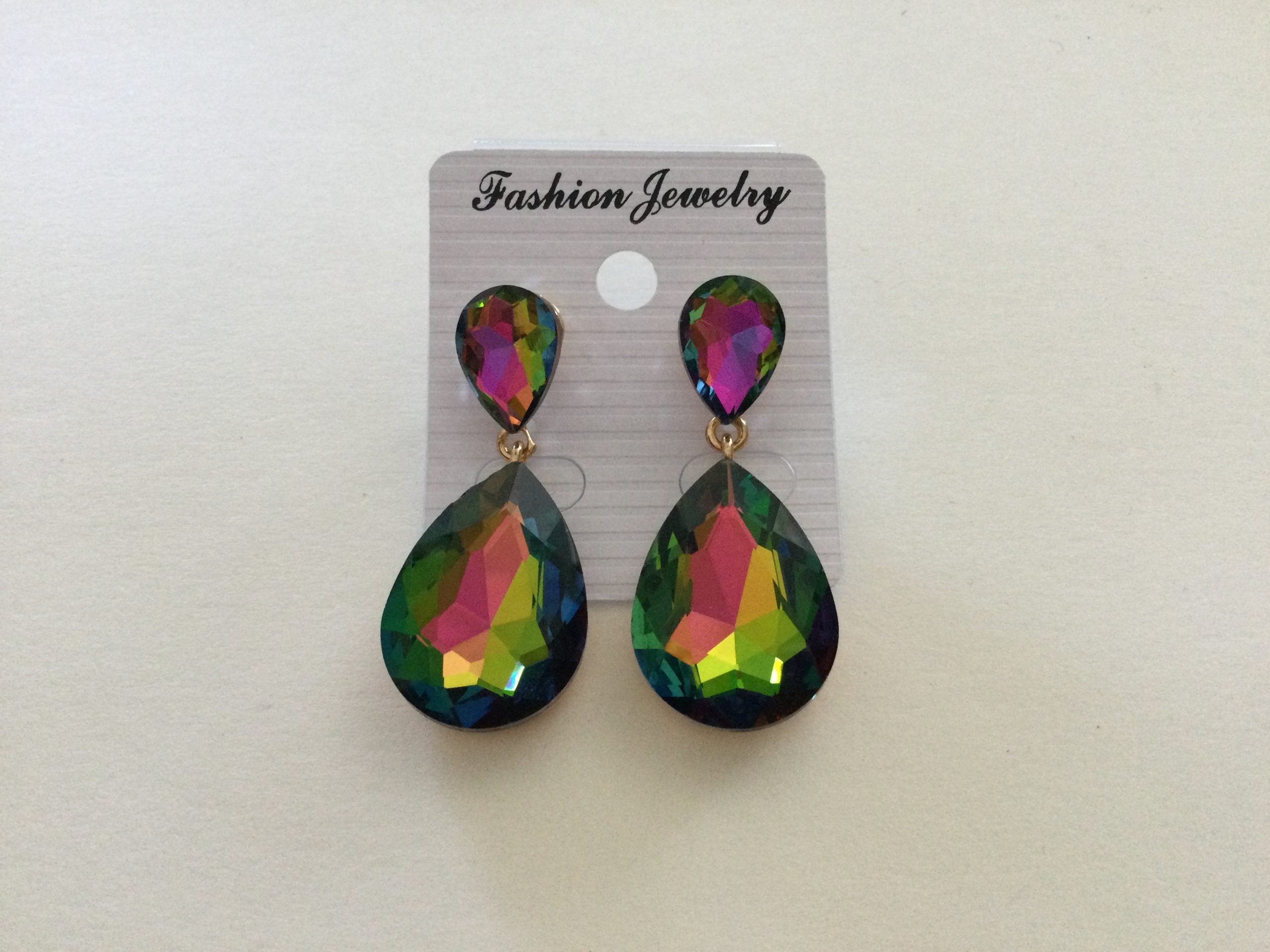 Sm. Iridescent 2 Stone Earrings (hang)