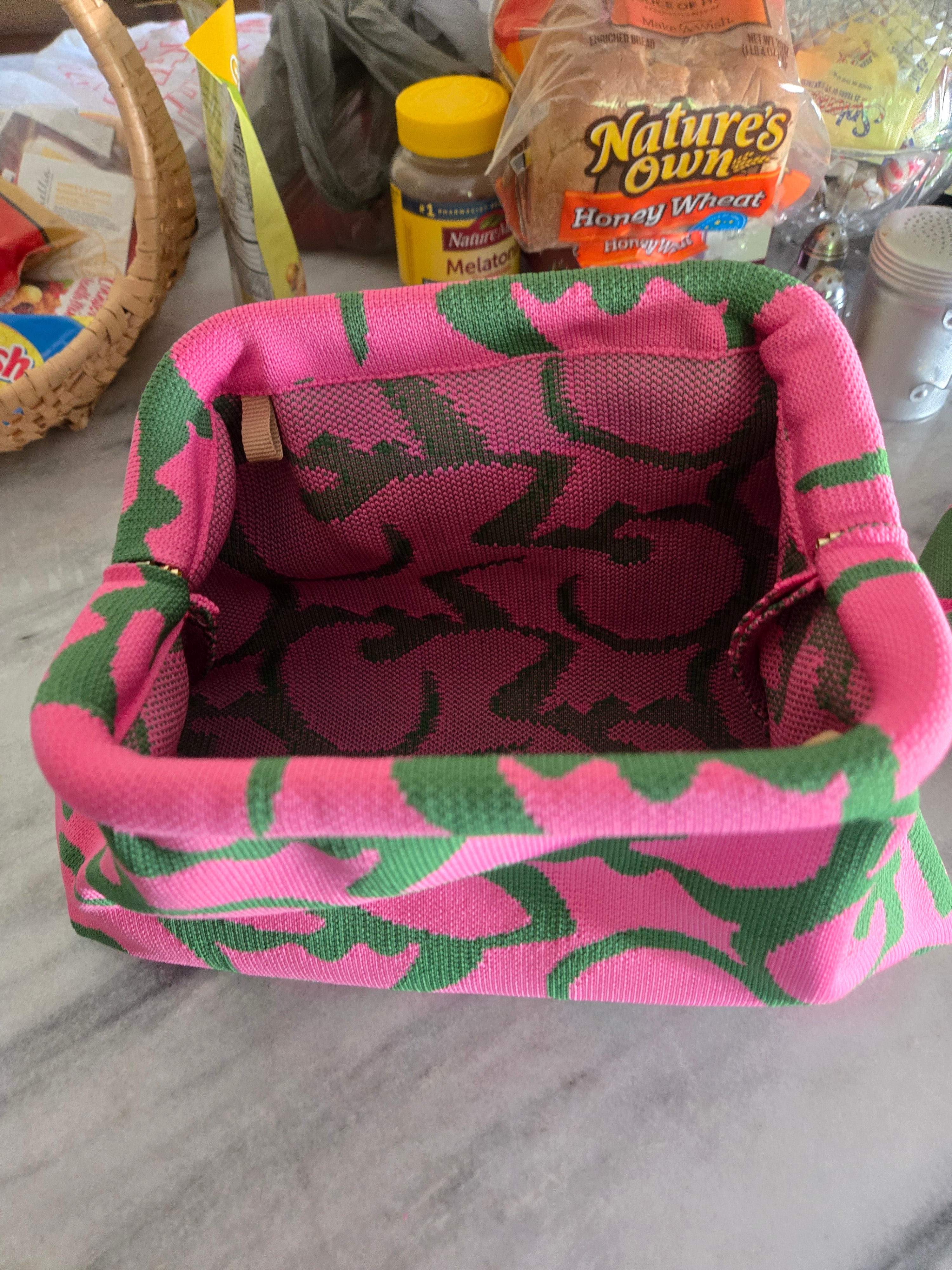 Pink and Green Abstract Design Clutch Bag
