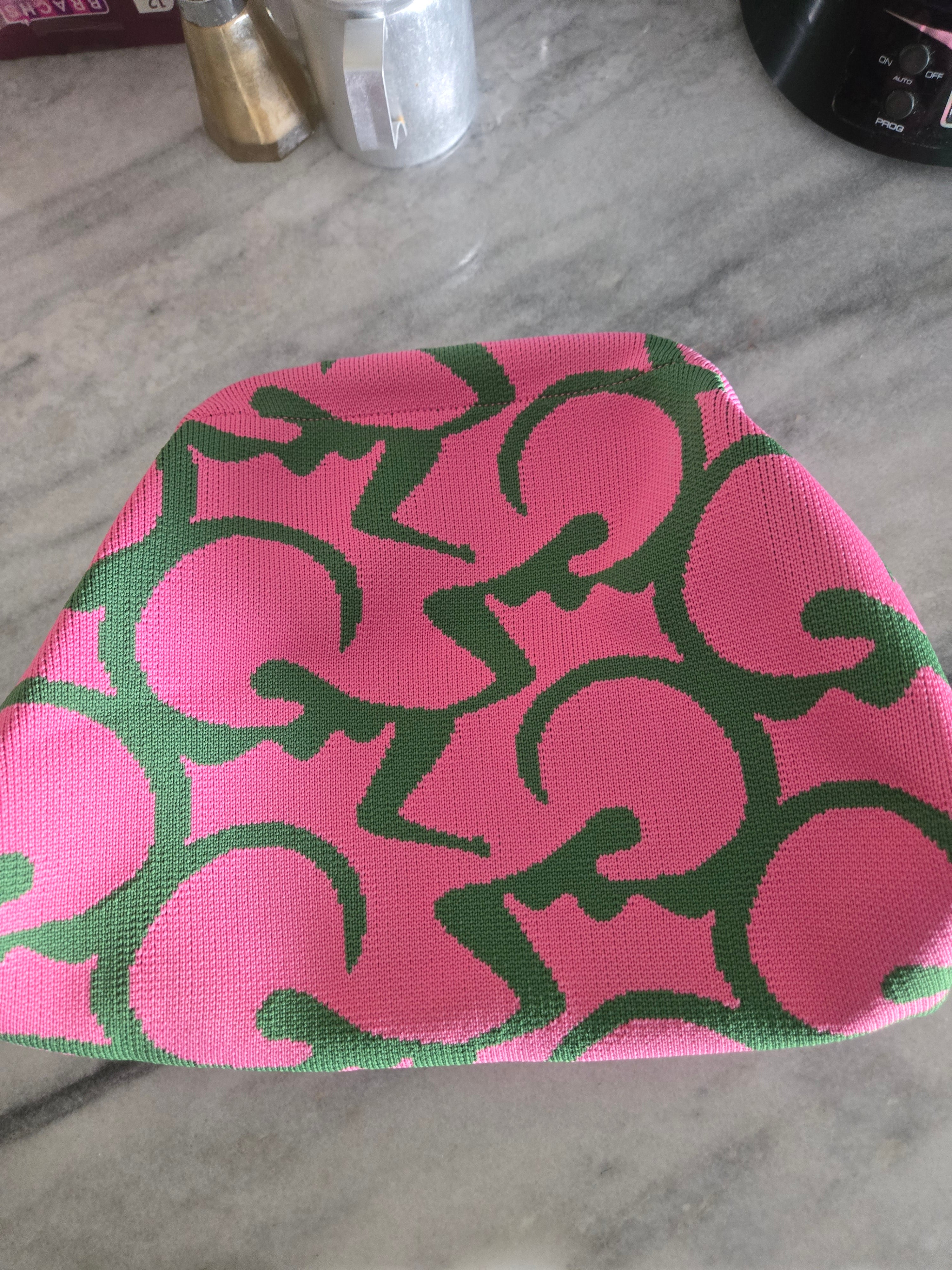 Pink and Green Abstract Design Clutch Bag