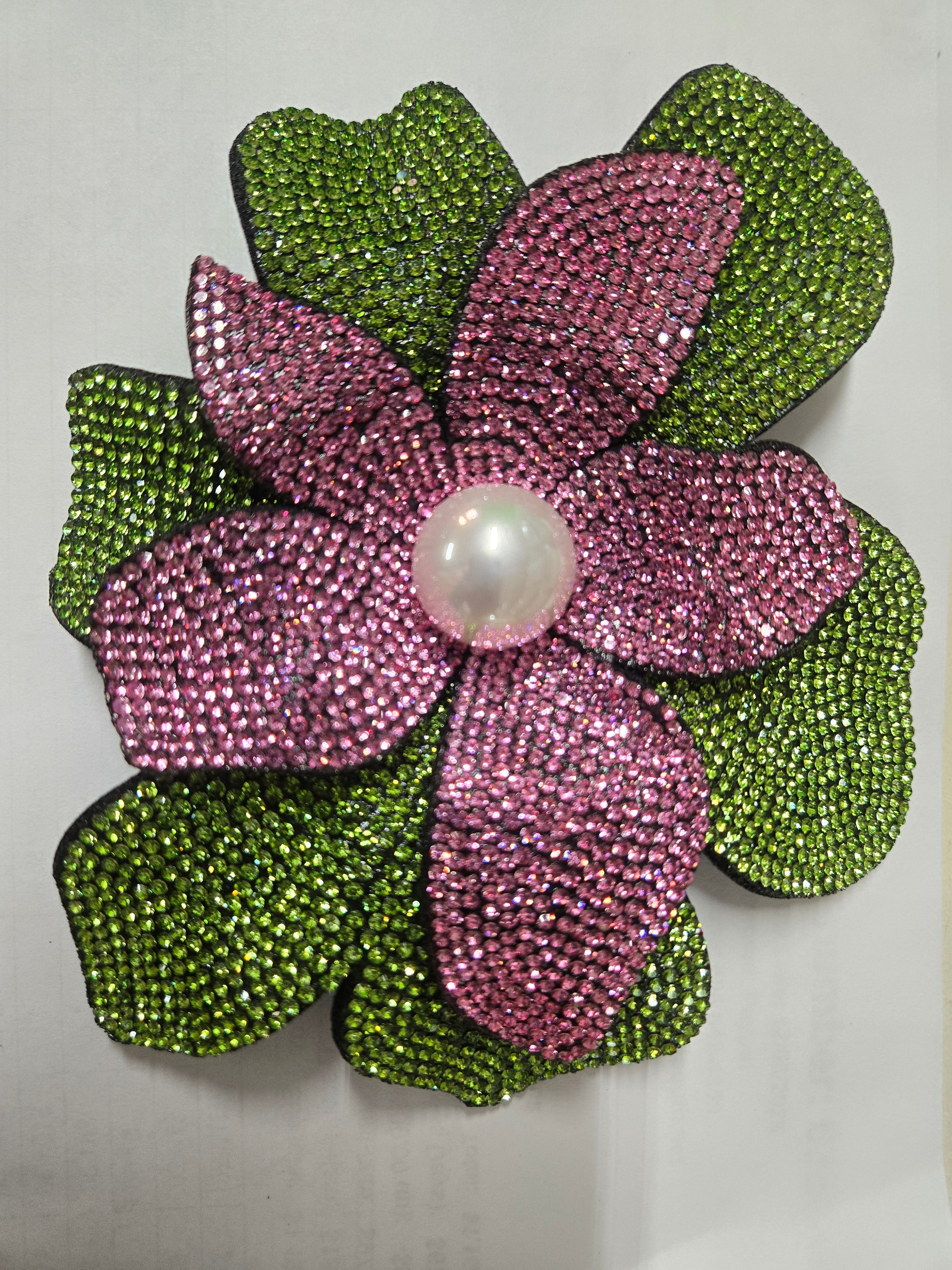 Pink and Green Flower Brooch