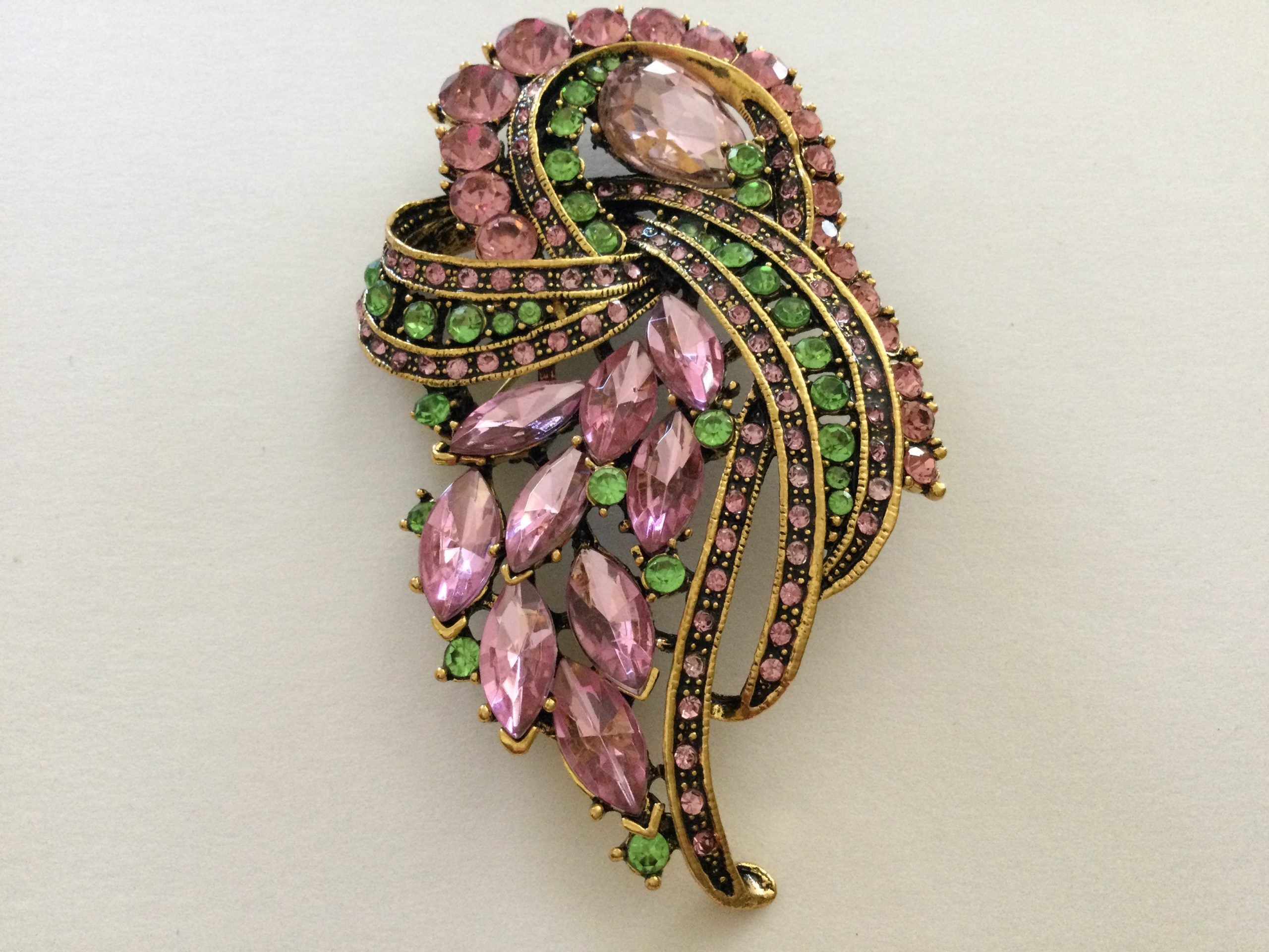 Pink & Green Twist Brooch