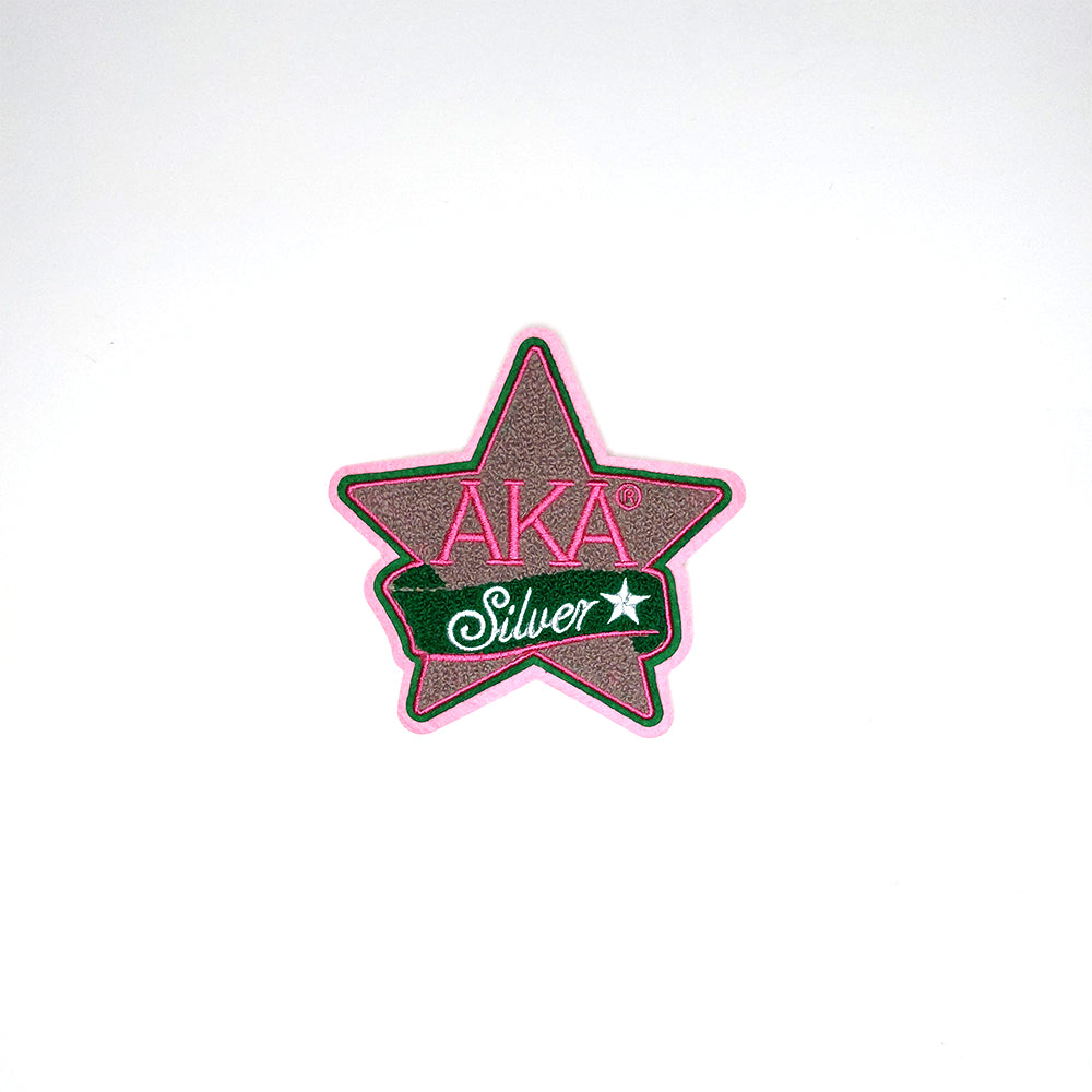 4" chenille Silver Star iron-on