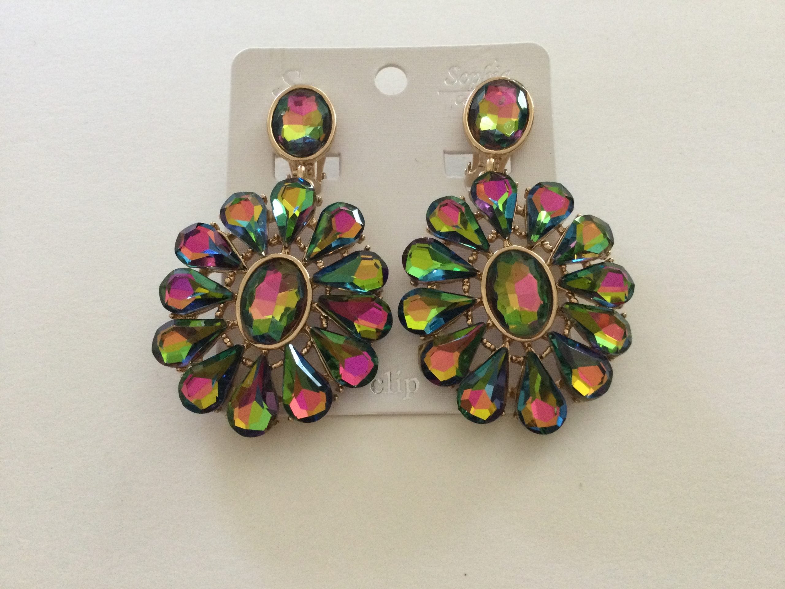 Med. Iridescent Earrings (clip on)