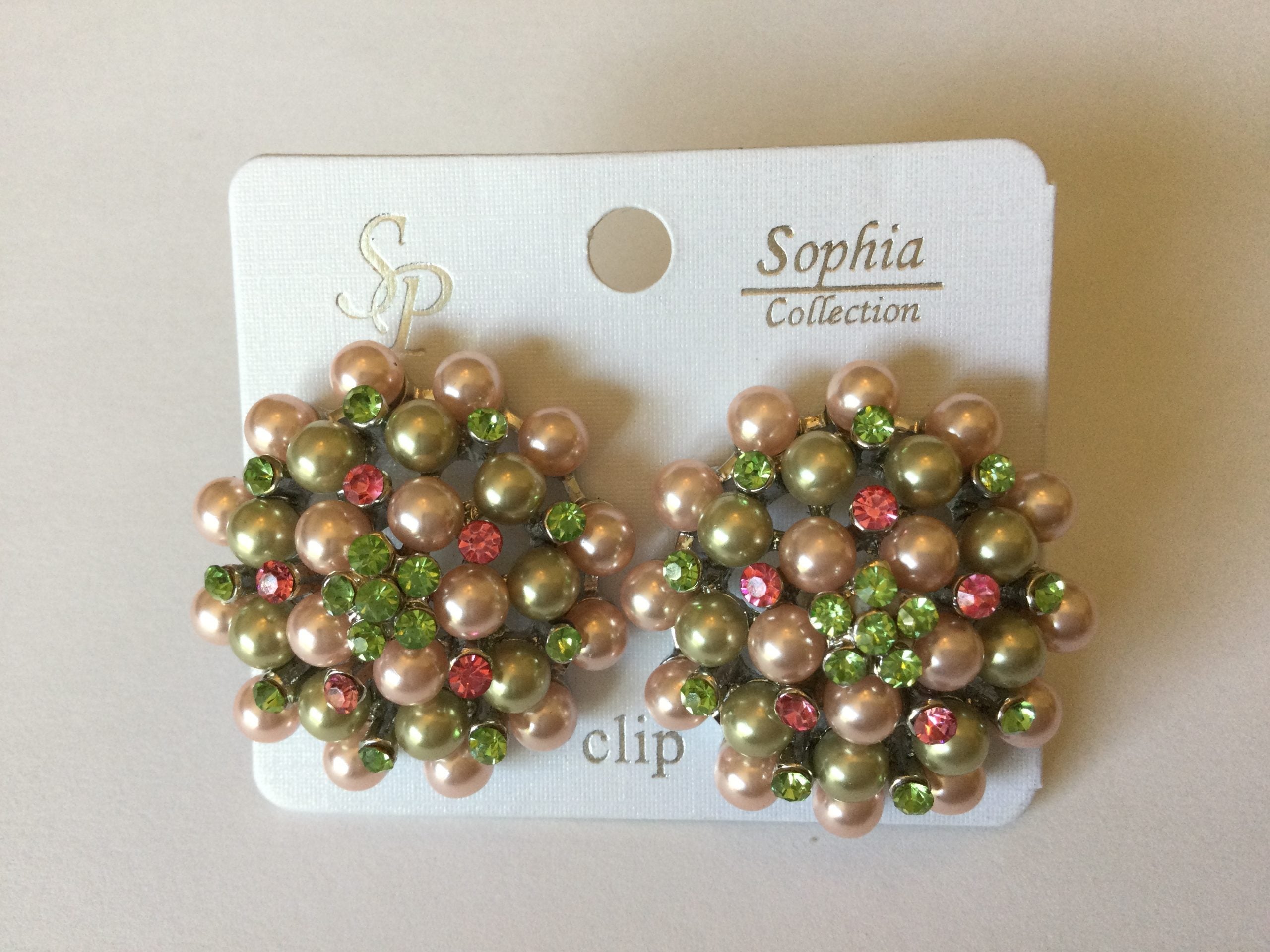 P&G Pearl/Crystal Clip Earrings