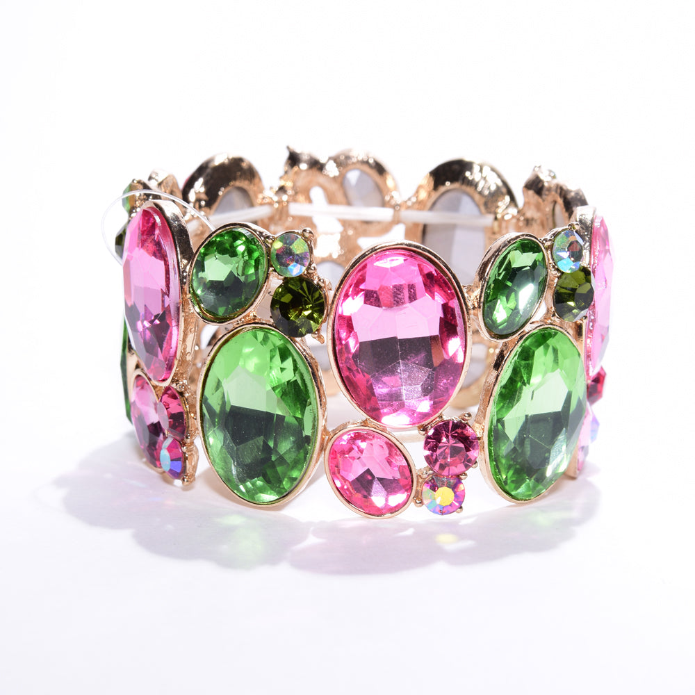 Pink & Green Large Stone Bracelet