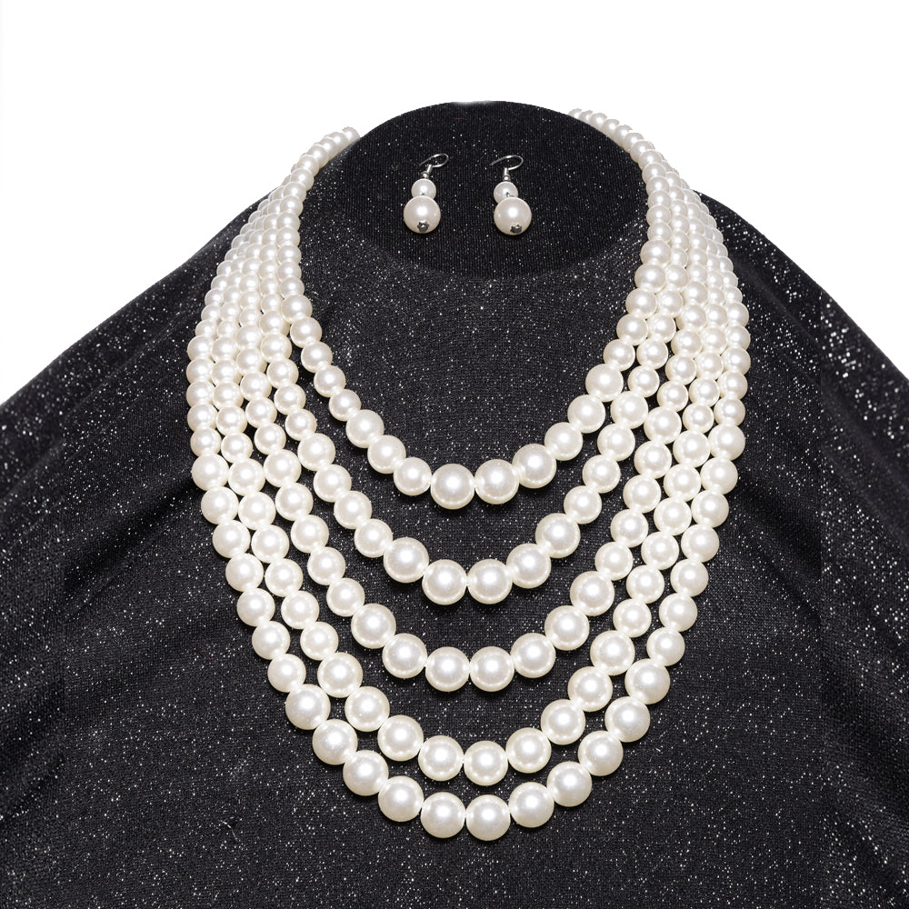 Pearl Necklace w/ Earrings (2)- 5 Strand