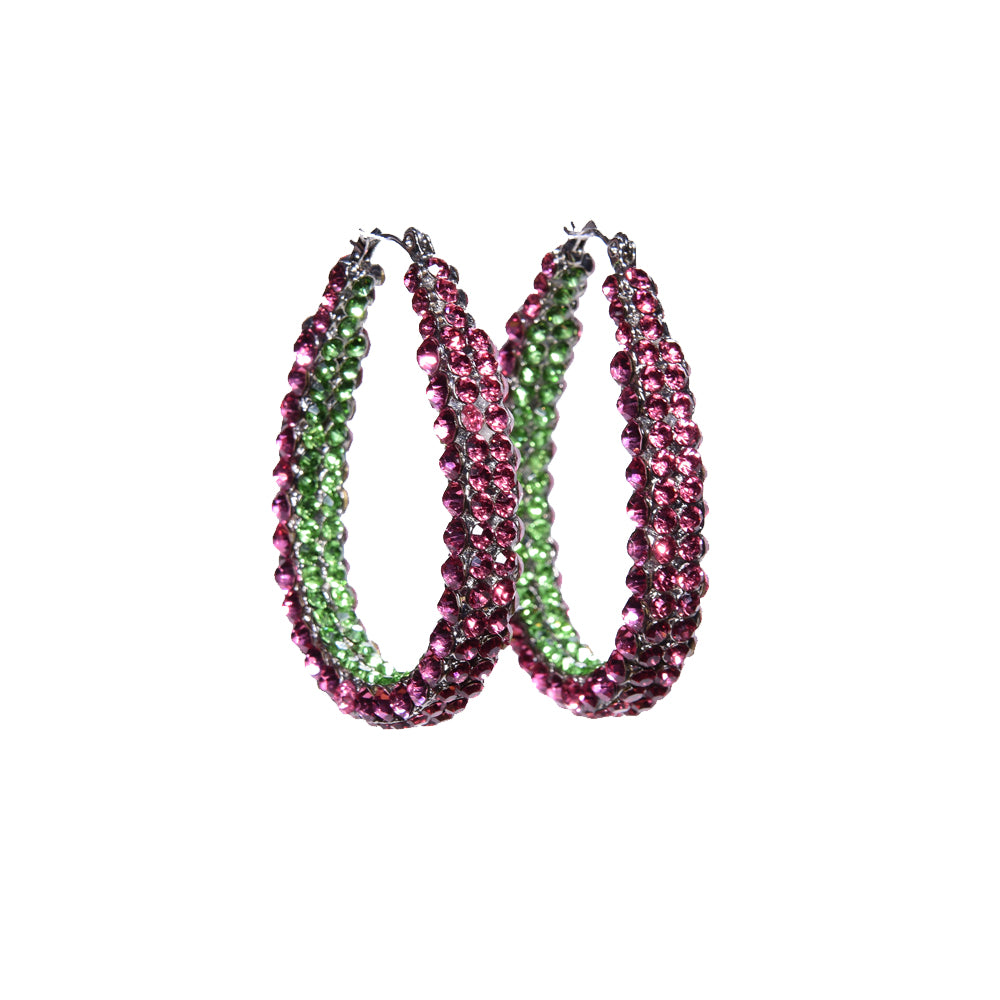 Crystal Pink & Green Hoops