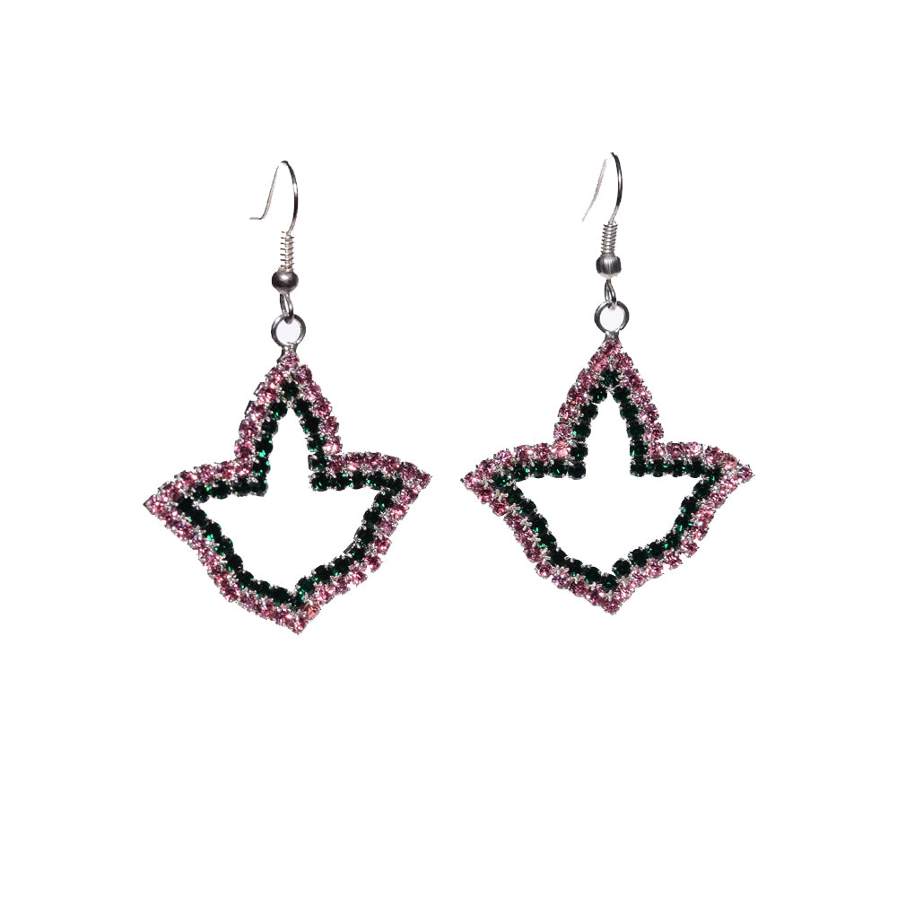 Pink & Green Crystal Ivy Earrings