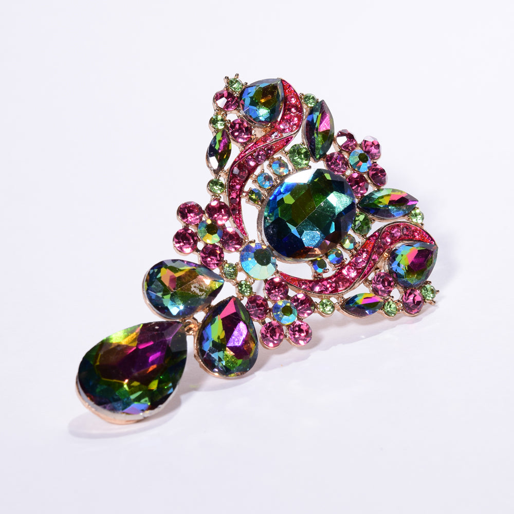Pink & Green Iridescent Brooch