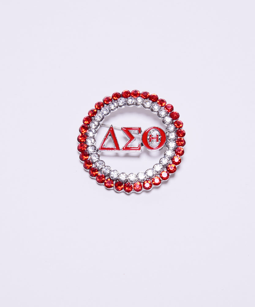 Round Open DST w/red crystal outline