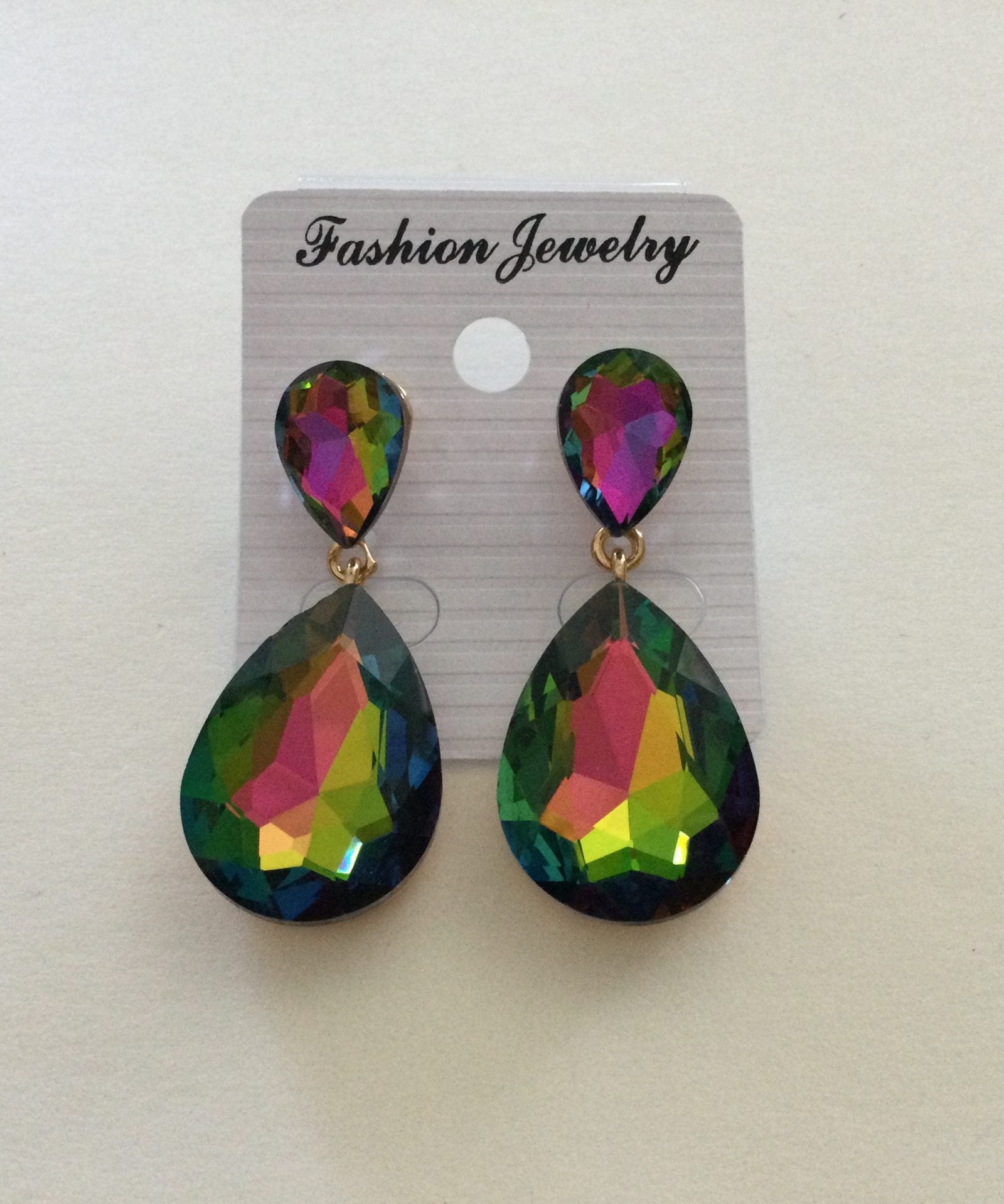 Sm. Iridescent 2 Stone Earrings (hang)