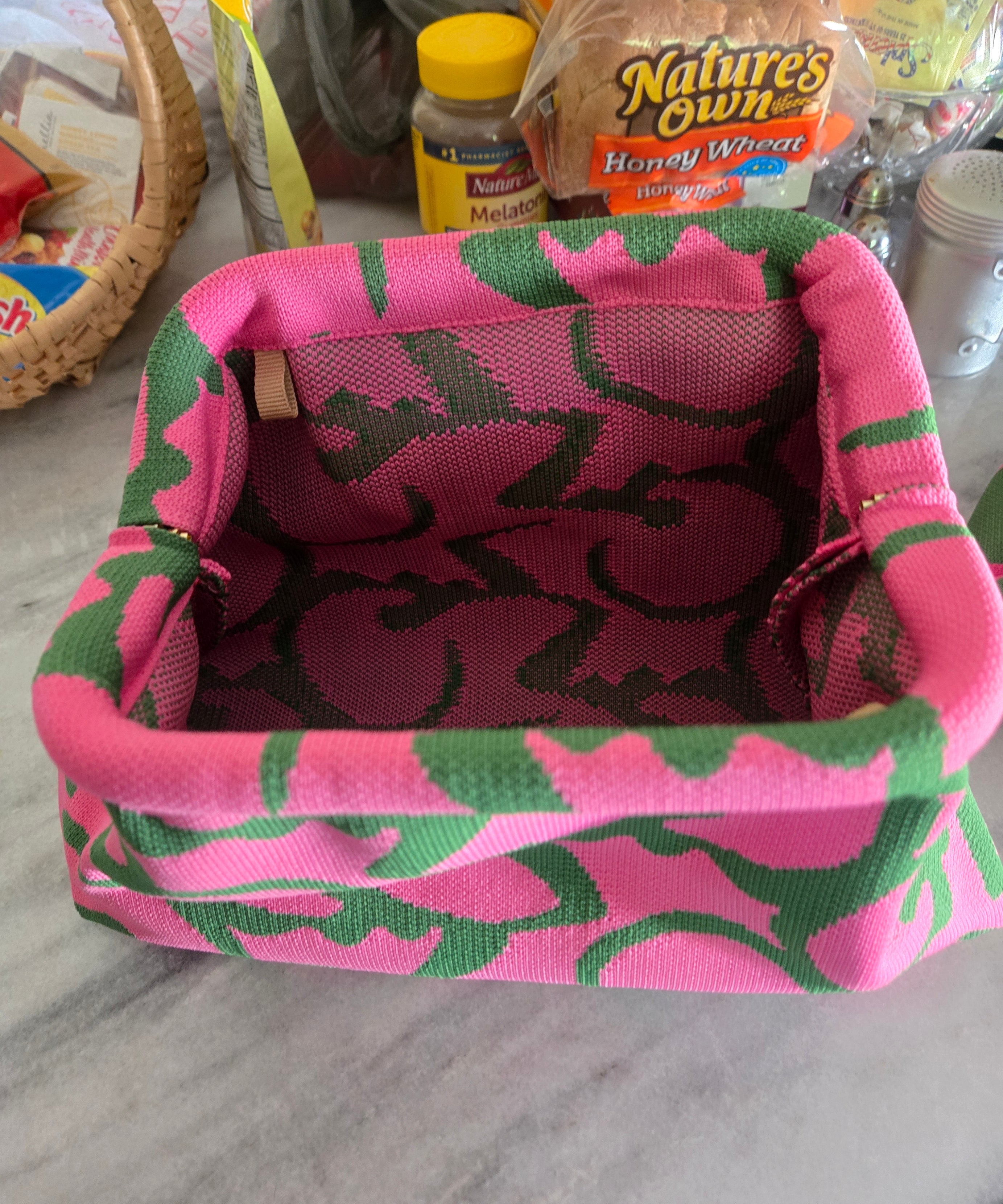 Pink and Green Abstract Design Clutch Bag