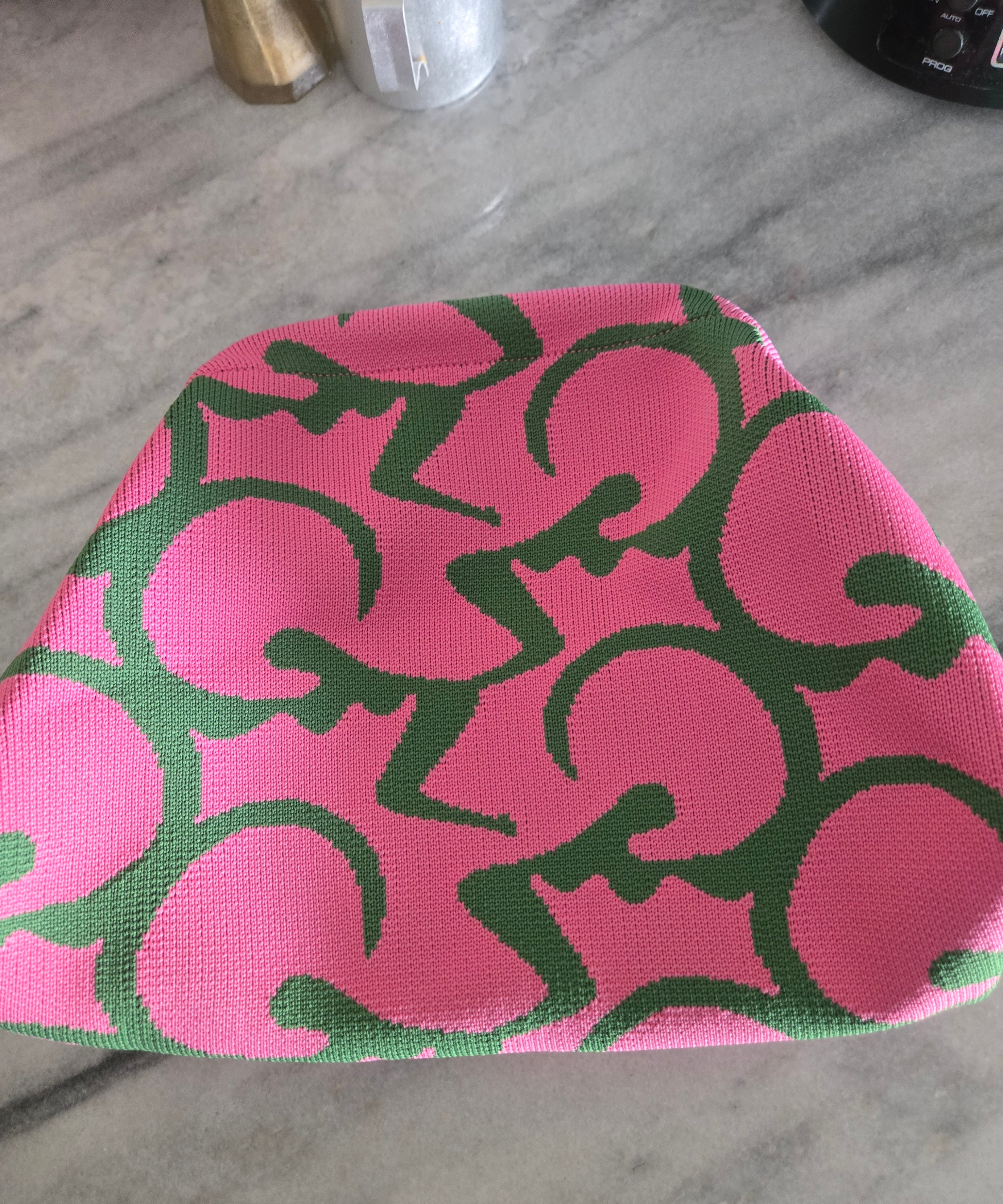 Pink and Green Abstract Design Clutch Bag