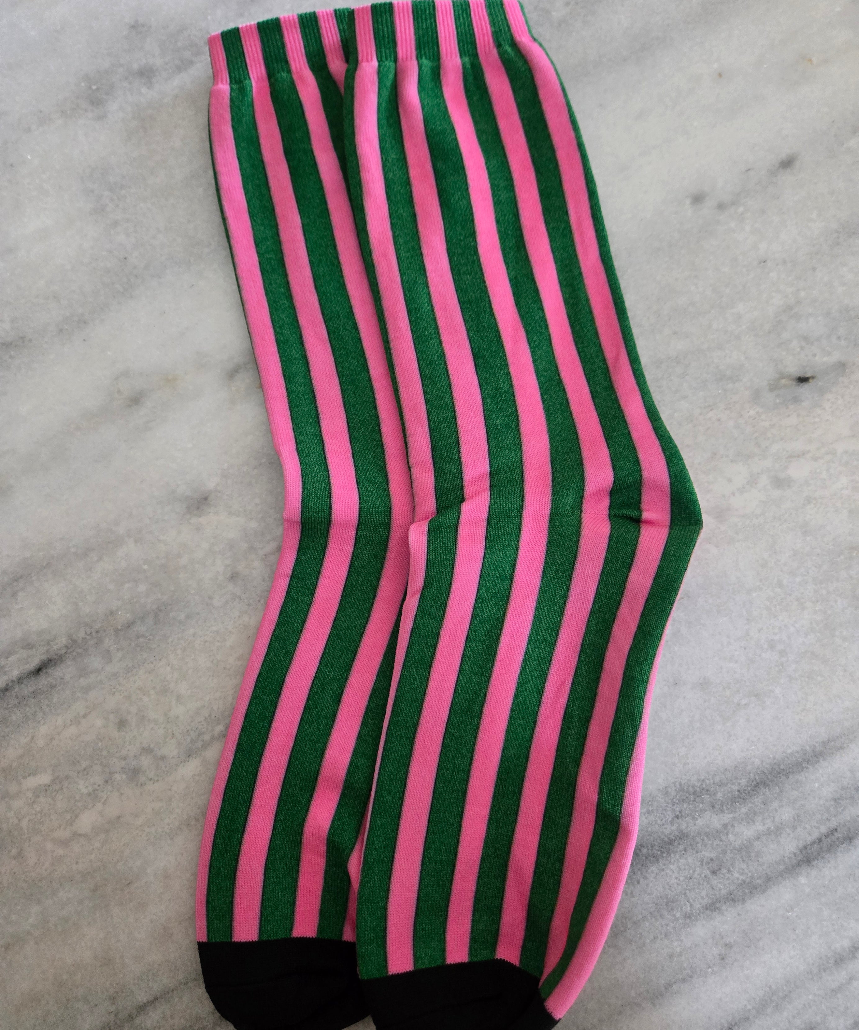 Pink and Green Trouser Socks