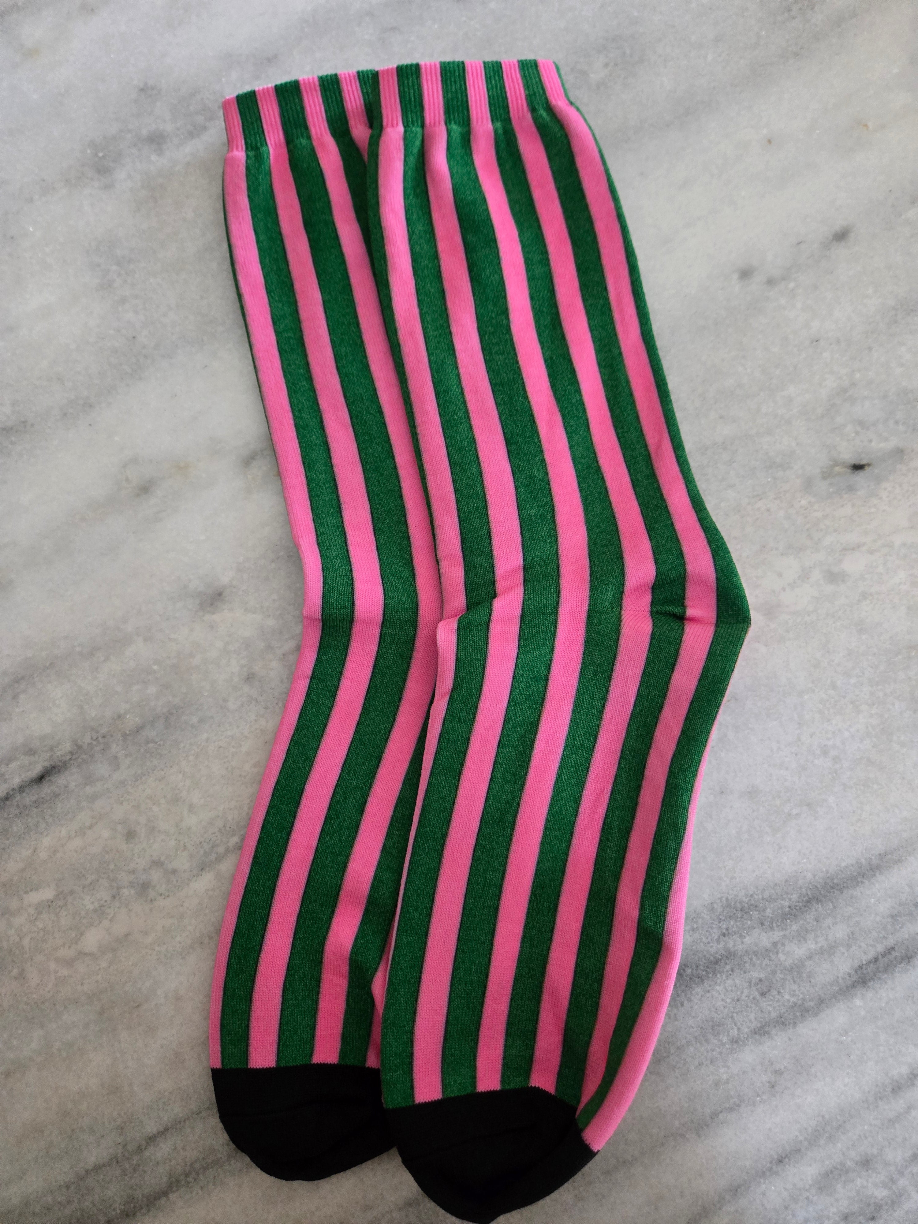 Pink and Green Trouser Socks