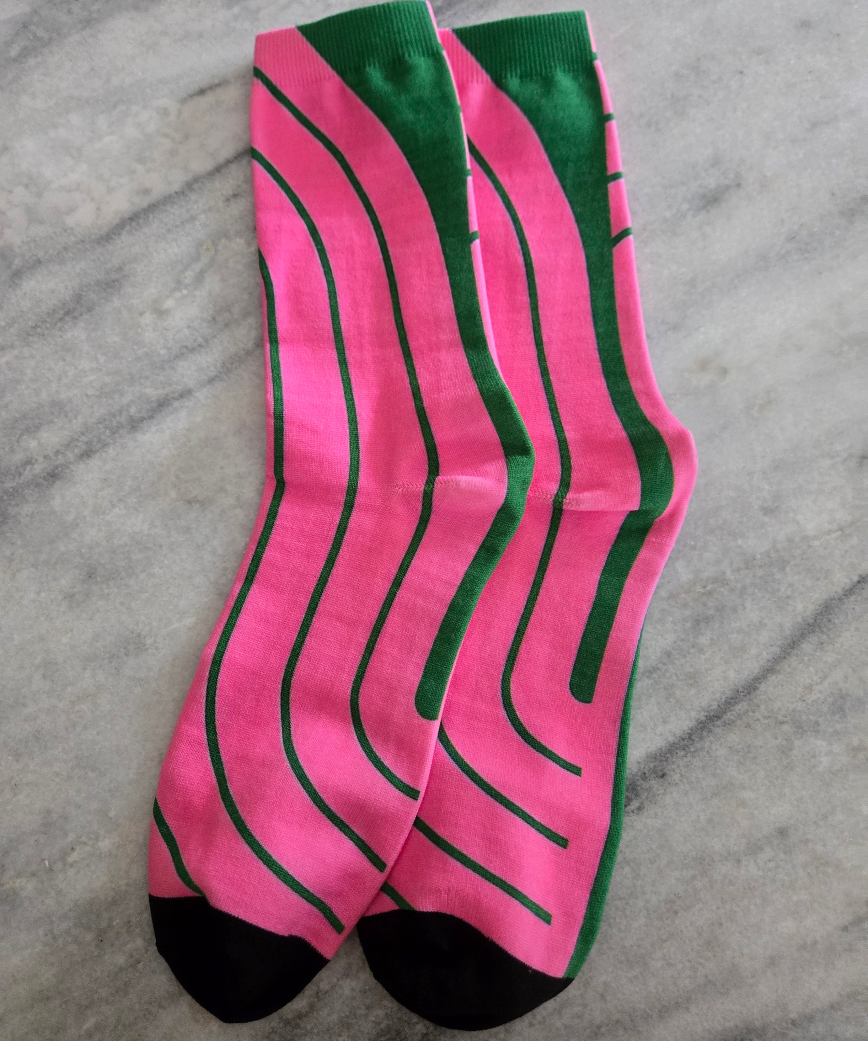 Pink and Green Trouser Socks