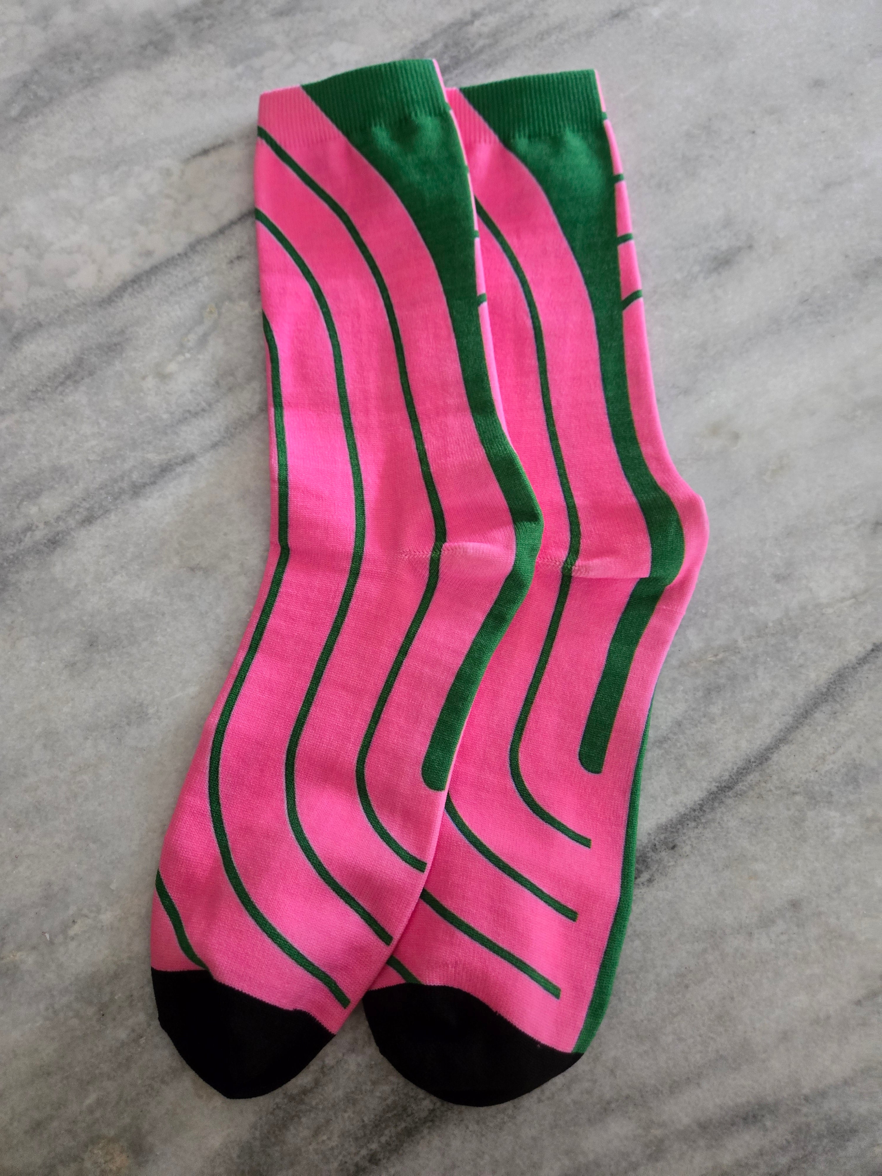Pink and Green Trouser Socks