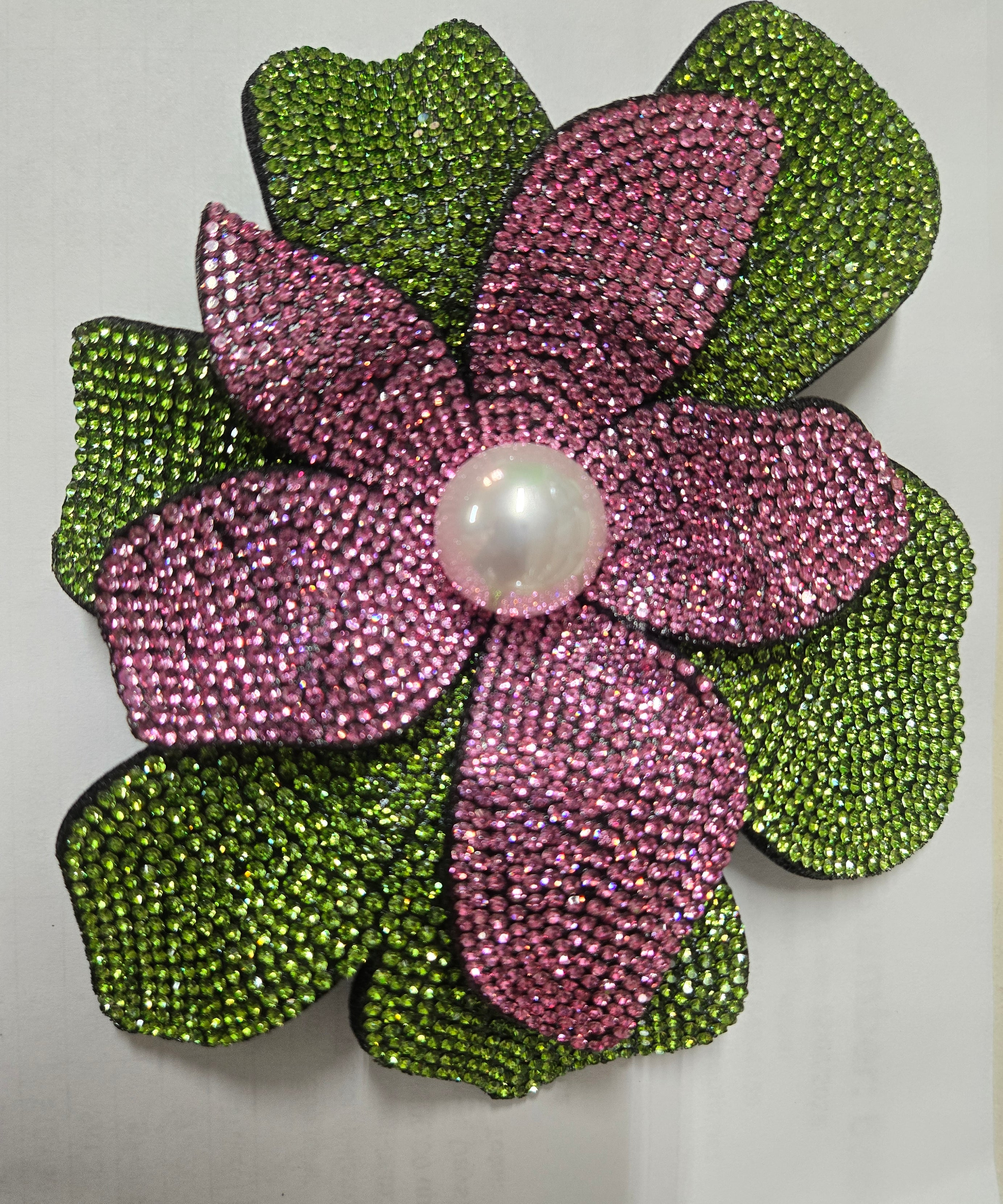 Pink and Green Flower Brooch