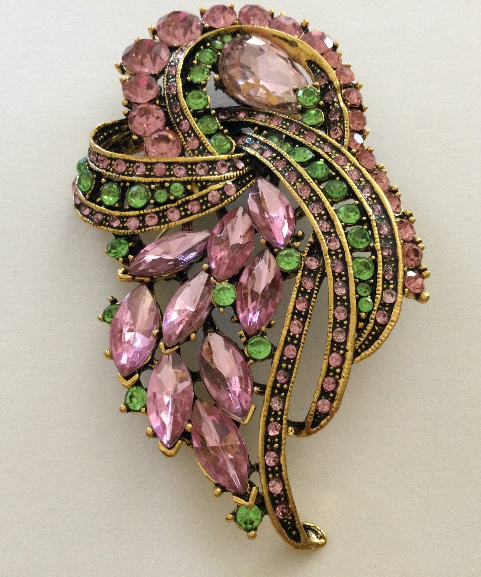 Pink & Green Twist Brooch