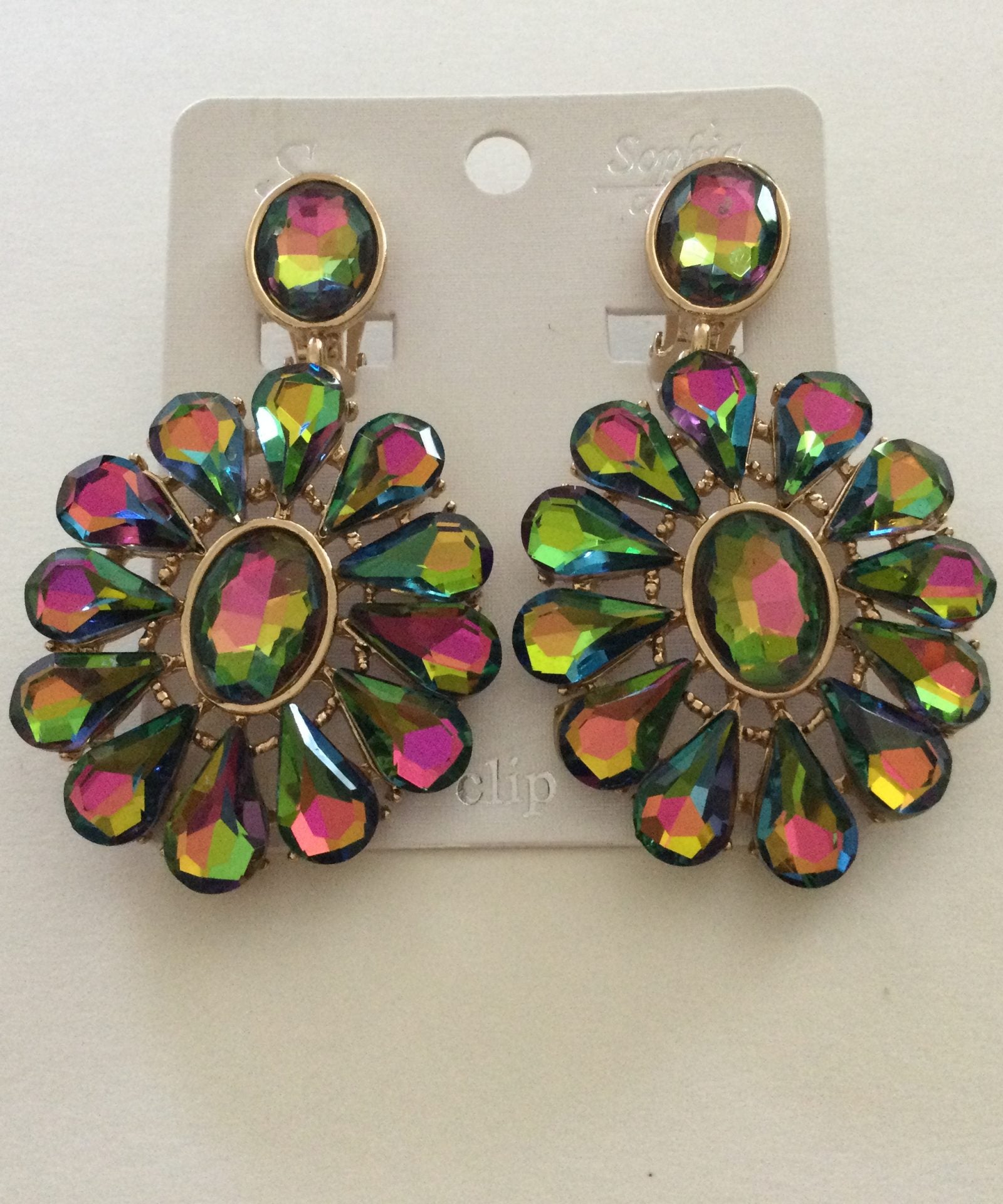 Med. Iridescent Earrings (clip on)