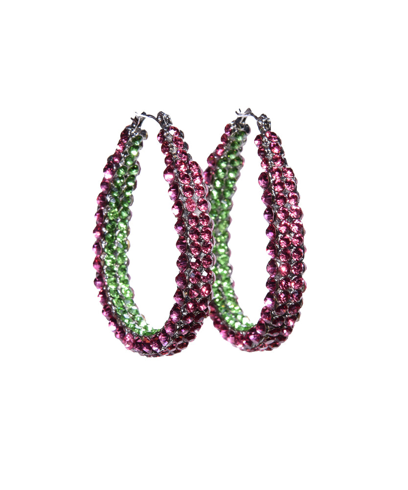 Crystal Pink & Green Hoops