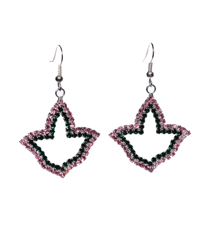 Pink & Green Crystal Ivy Earrings